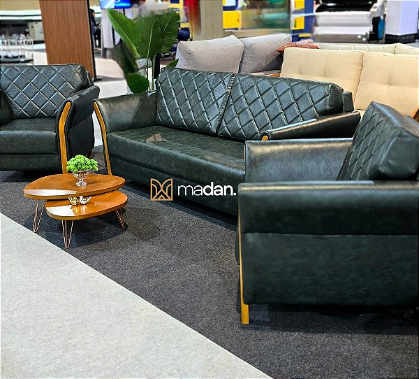 SOFÁ MALIBU 2,50M CINZA + POLTRONAS