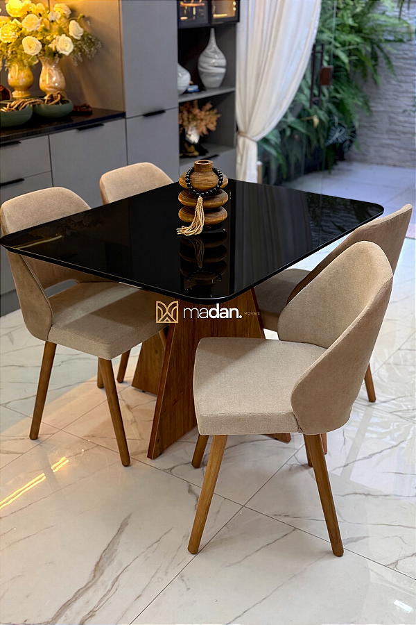CONJUNTO MESA MARK 120X090 + 4 CADEIRAS MARK MODELO 30