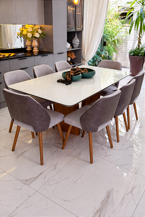 CONJUNTO MESA MARK 180X090 + 8 CADEIRAS MARK MODELO 30