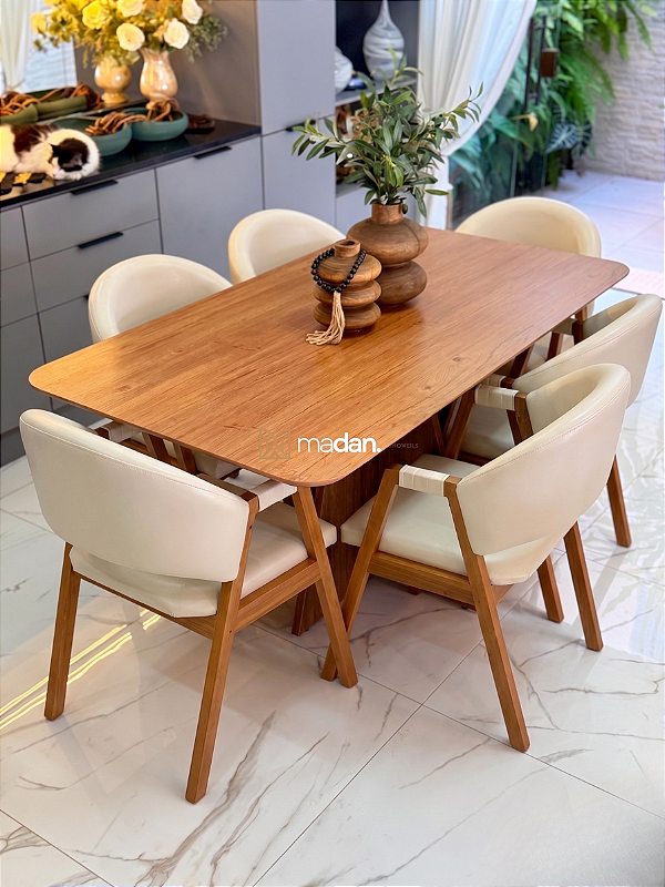 CONJUNTO MESA LUNNA 160X090 + 6 CADEIRAS AGATHA