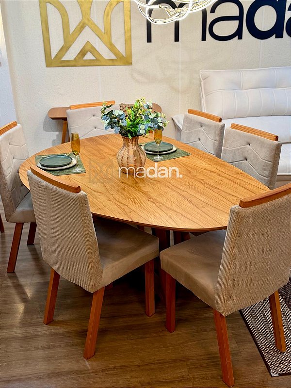 CONJUNTO MESA THALIA 180X120 + 6 CADEIRAS SIGMA