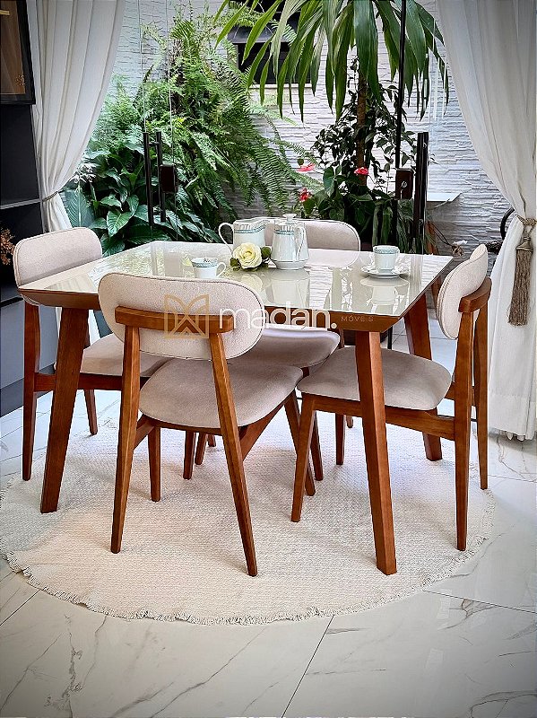 CONJUNTO DE JANTAR NAIARA 120X090 + 4 CADEIRAS BETINA