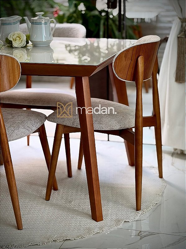 CONJUNTO DE JANTAR NAIARA 120X090 + 4 CADEIRAS ANNE