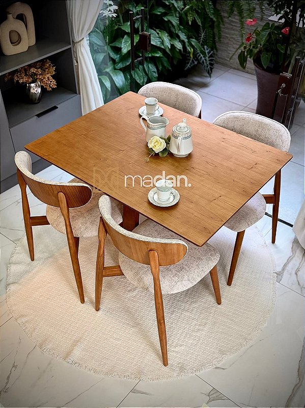 CONJUNTO DE JANTAR FLORENÇA 120X090 + 4 CADEIRAS ANNE