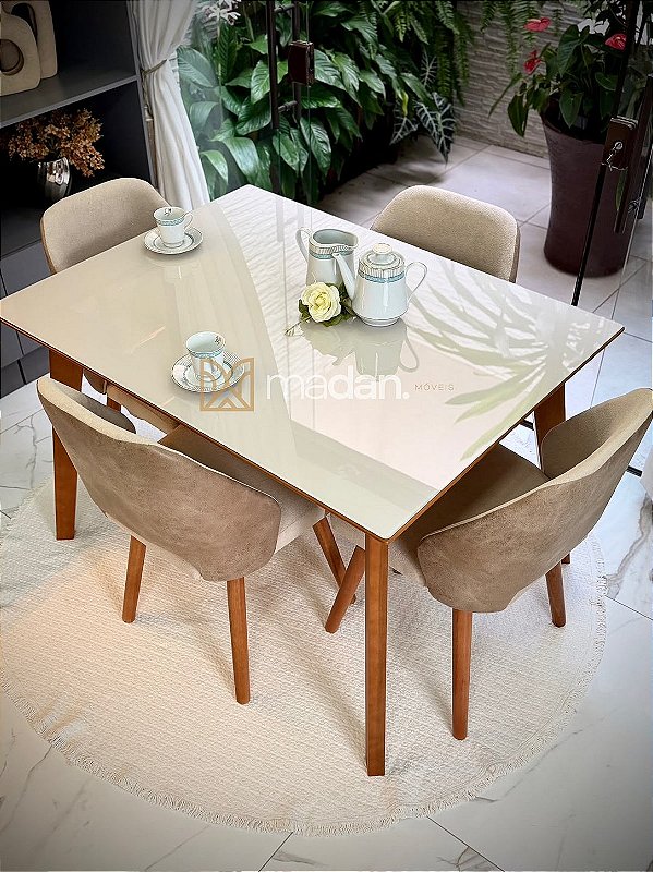 CONJUNTO DE JANTAR NAIARA 120X090 + 4 CADEIRAS MARK MODELO 30