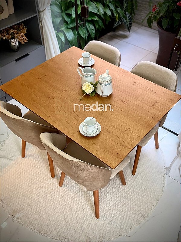 CONJUNTO DE JANTAR FLORENÇA 120X090 + 4 CADEIRAS MARK MODELO 30