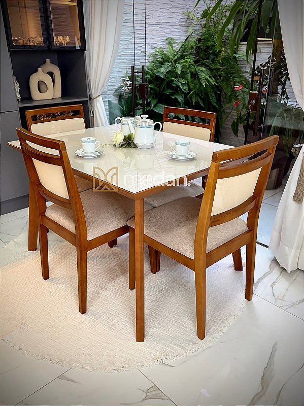 CONJUNTO DE JANTAR NAIARA 120X090 + 4 CADEIRAS MARIE