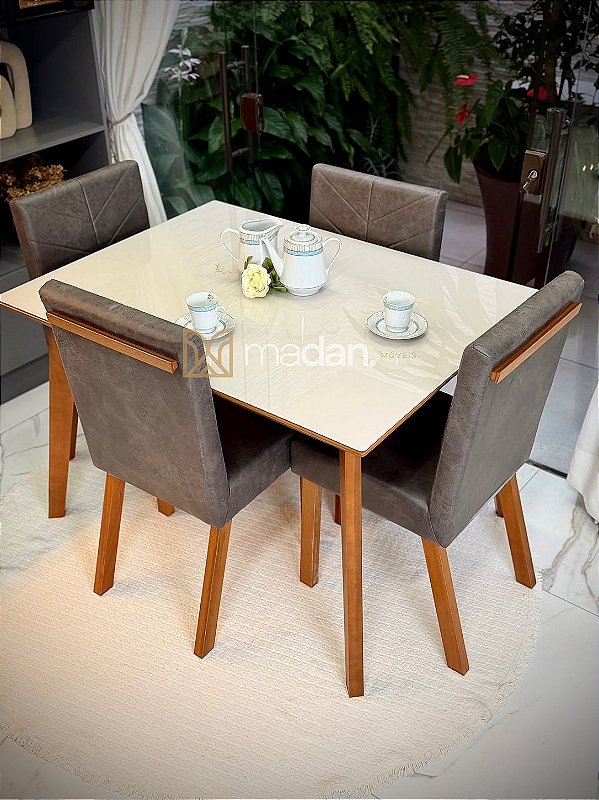 CONJUNTO DE JANTAR NAIARA 120X090 + 4 CADEIRAS MARK MODELO 32