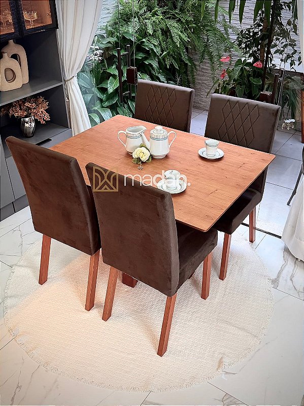 CONJUNTO DE JANTAR FLORENÇA 120X090 + 4 CADEIRAS MARK MODELO 25