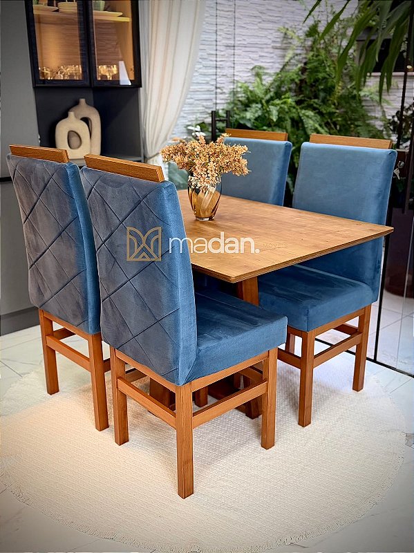 CONJUNTO DE JANTAR FLORENÇA 120X090 + 4 CADEIRAS MARK MODELO 19