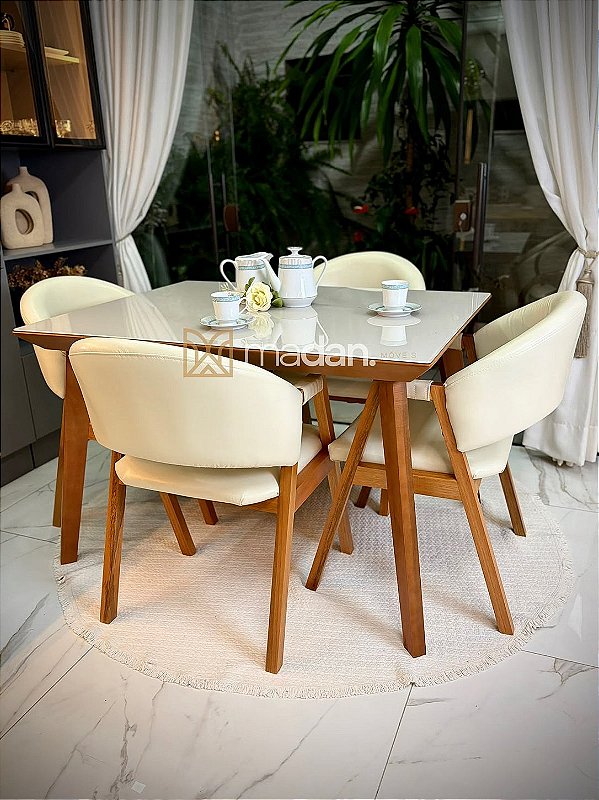 CONJUNTO DE JANTAR NAIARA 120X090 + 4 CADEIRAS ÁGATHA
