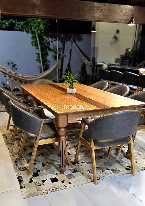 CONJUNTO MESA ISADORA 220X120 + 8 CADEIRAS AGATHA CINZA
