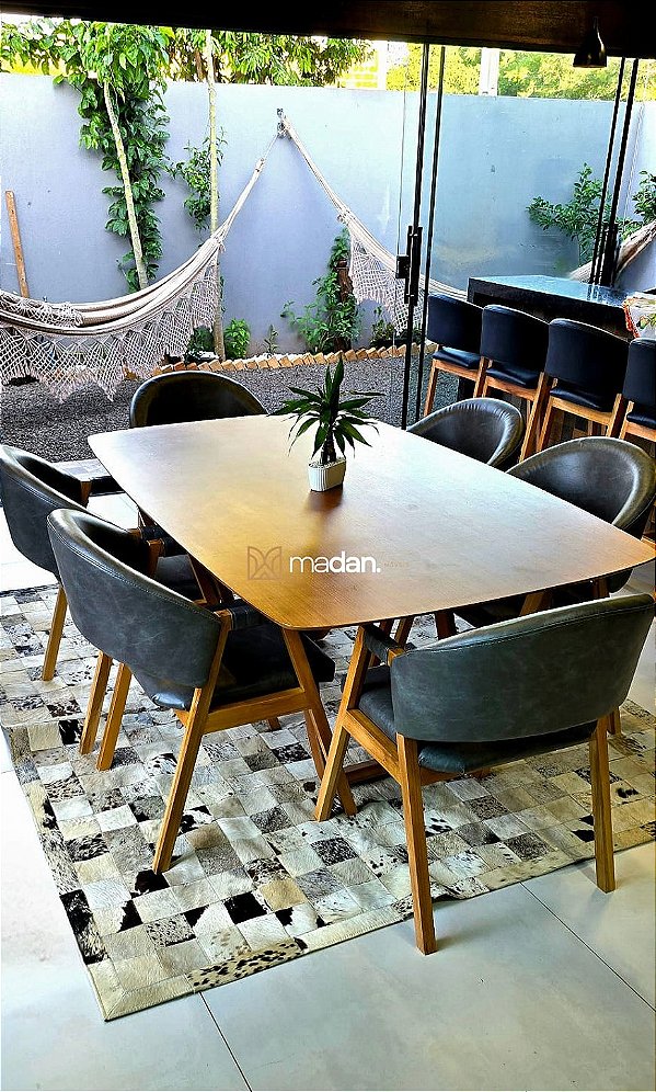CONJUNTO MESA SOFIA 180X110 + 6 CADEIRAS AGATHA CINZA
