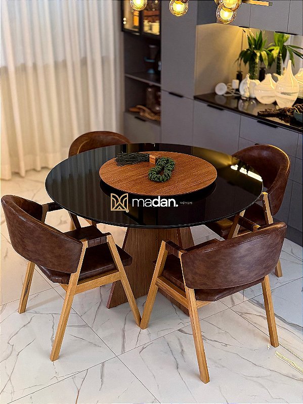 CONJUNTO MESA REDONDA MARK 1,.30m + 4 CADEIRAS AGATHA MARROM
