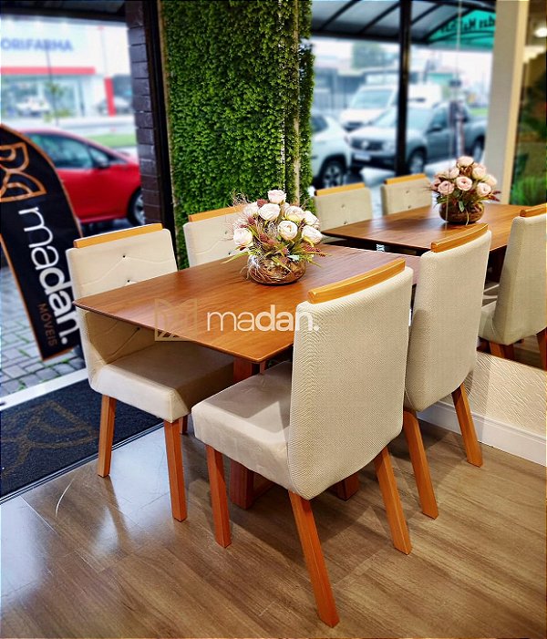 CONJUNTO DE JANTAR FLORENÇA 120X90 + 4 CADEIRAS SIGMA 27