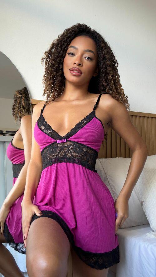 Camisola Canelada com Renda M