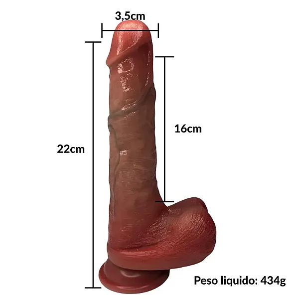 Prótese peniana vai e vem com aquecimento e controle remoto 22×4 cm