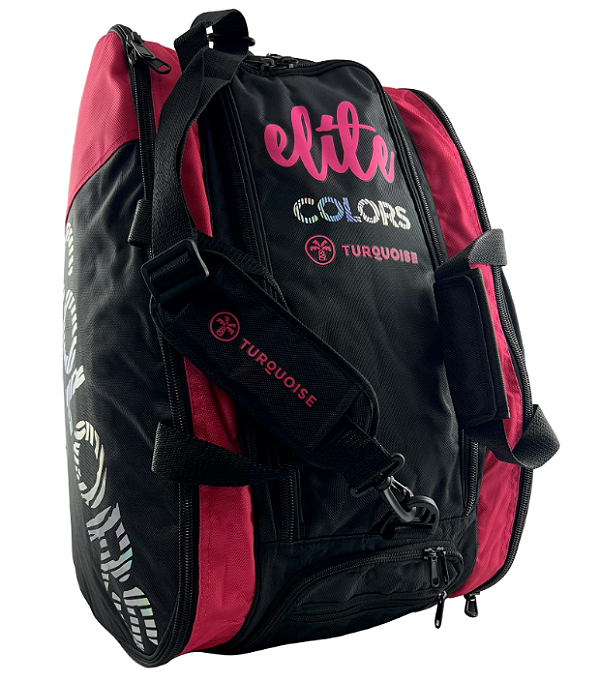 Raqueteira Elite Colors Turquoise - Rosa Fluo