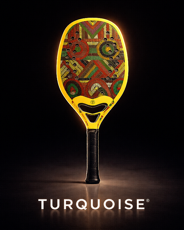 Raquete Beach Tennis Turquoise Samsara Amarela – Full Kevlar 22mm