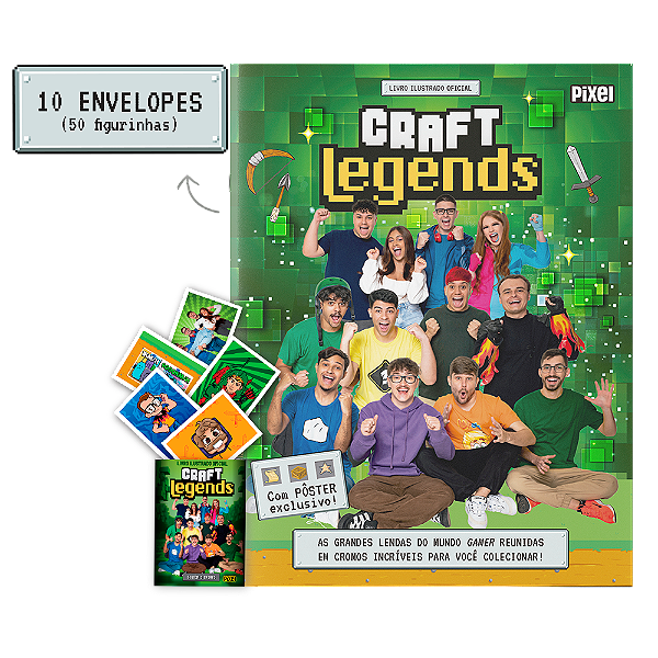 Álbum Oficial Craft Legends + 10 envelopes de figurinhas