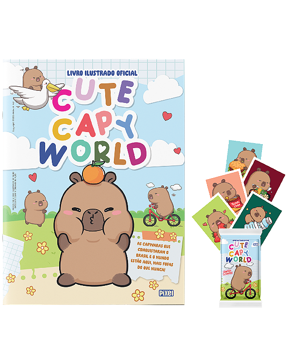 Álbum Oficial Cute Capy World + 10 envelopes de figurinhas