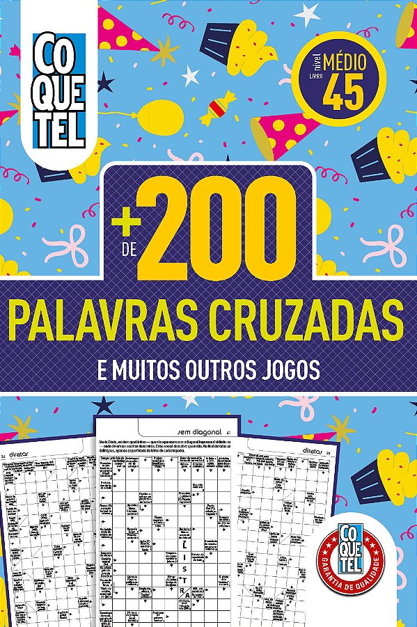 Livro Coquetel + 200 Palavras Cruzadas Médio 45