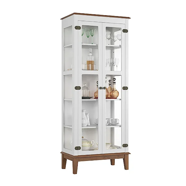 Cristaleira de Madeira Maciça 2 Portas Branco