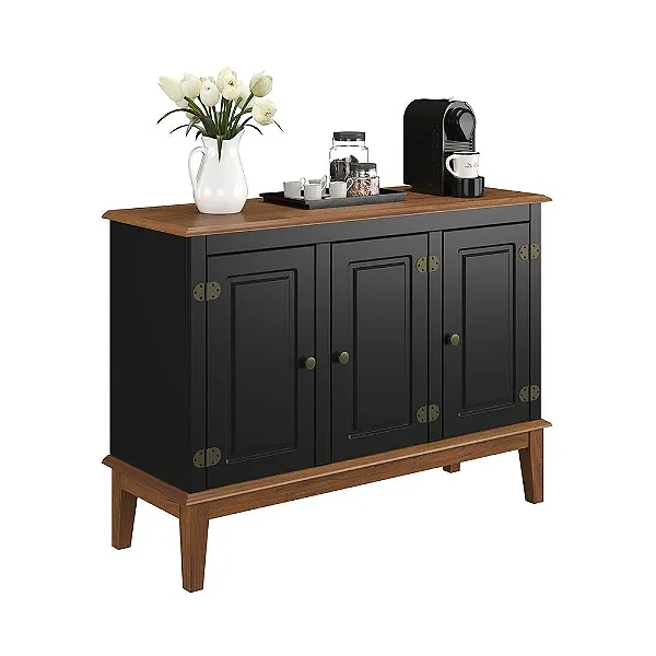 Balcão de Madeira Maciça 3 Portas Preto