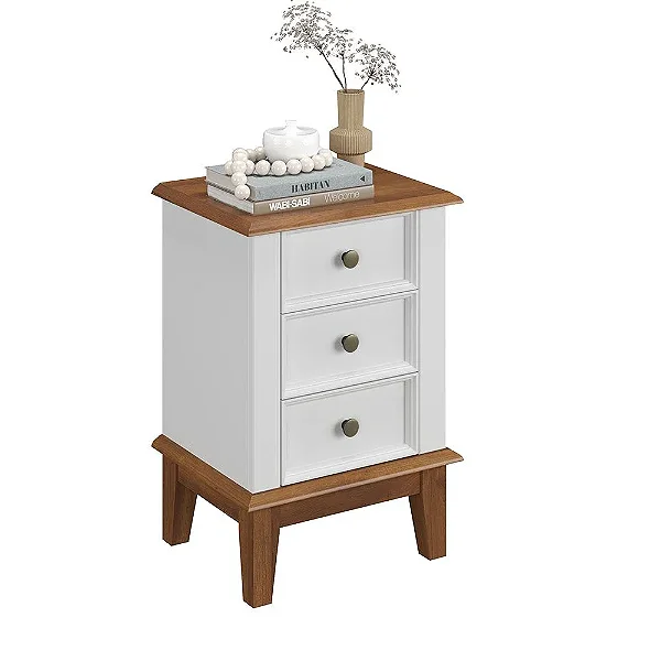 Mesa de Cabeceira 3 Gavetas Branco
