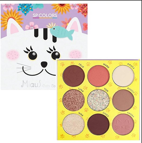 Paleta de Sombras Miaus Cats Collection SP258 – Estilo e Personalidade em Tons Roxos e Neutros