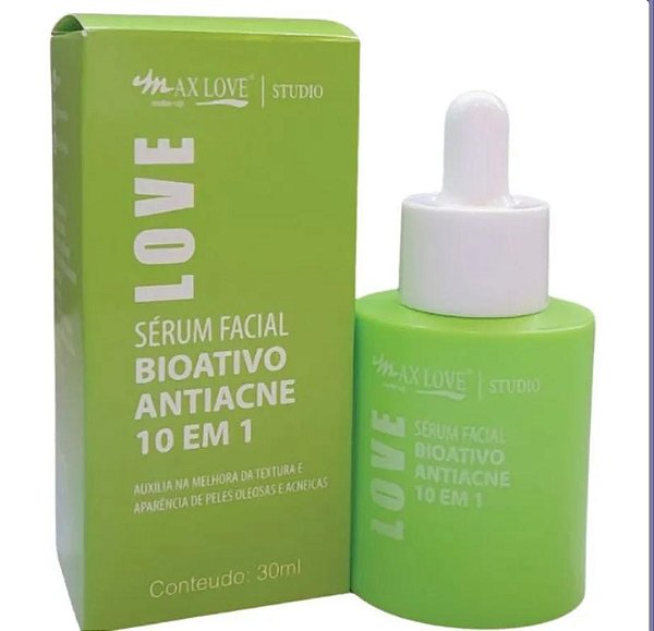 Sérum Facial Bioativo Antiacne 10 em 1 da Max Love - 30ml