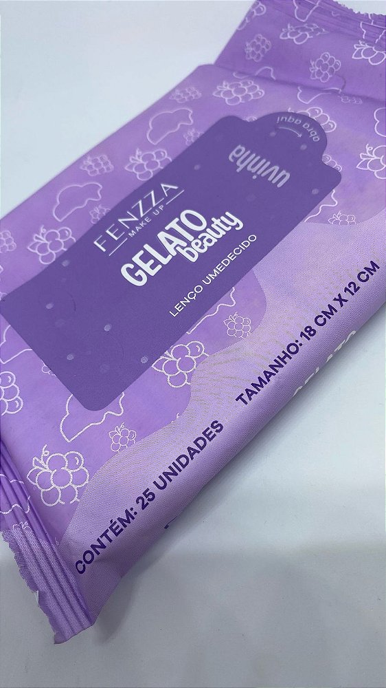 Lenço Umedecido Uvinha Gelato Beauty Fenzza 25 Unidades – Limpeza Suave com Extrato de Semente de Uva