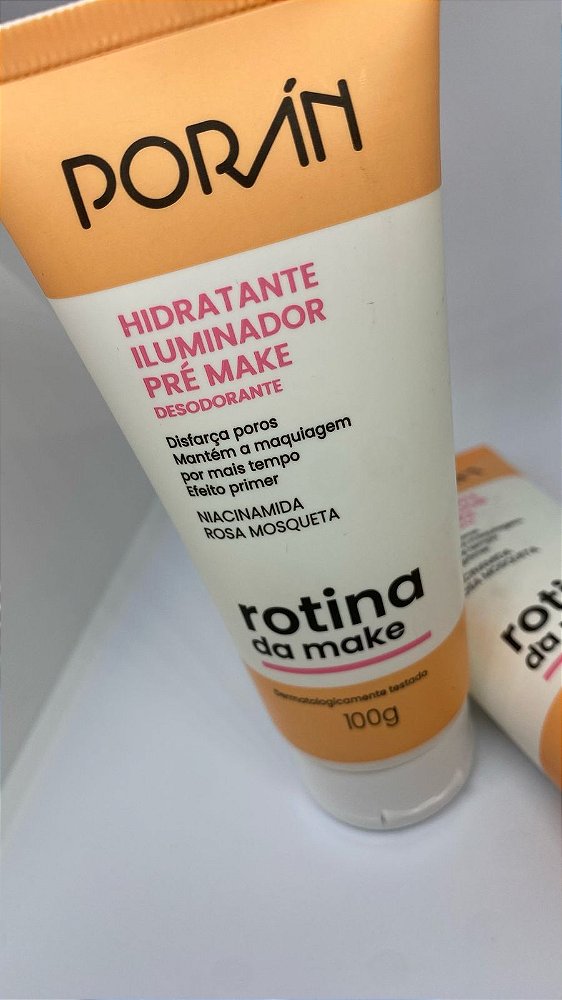 Hidratante  Iluminador  Pré-Make  Desodorante Rotina da Make  Porán 100g – Hidratação e Luminosidade