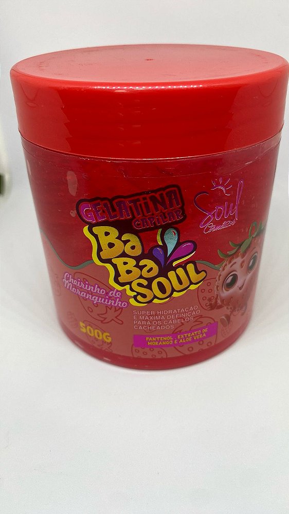 Gelatina Capilar Babasoul 500g-Hidratação e Definição com Pantenol,Morango Aloe Vera-Soul Cosméticos