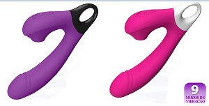 Vibrador Penetrável com Sugador de Clitóris e Alça - LIBB