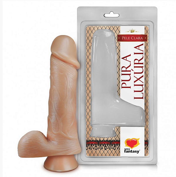 PÊNIS PV009 REALÍSTICO C/ ESCROTO E VENTOSA - 16,2 X 4,4 CM