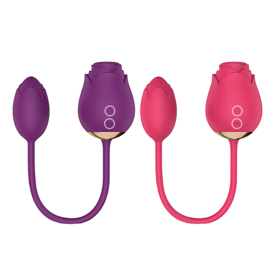 DOUBLE Sugador de Clitóris em Formato de Rosa com Bullet Vibratório - LIBB