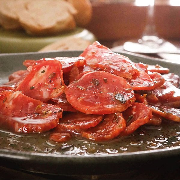 Linguiça Calabresa Apimentada Fatiada com Azeite e Ervas Finas - Cancian
