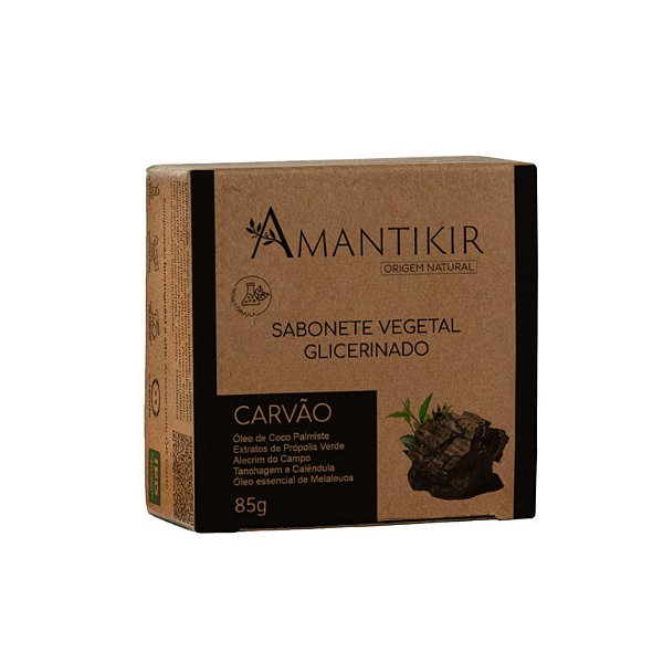Sabonete glicerinado vegetal - Carvão ativado 85g - Amantikir