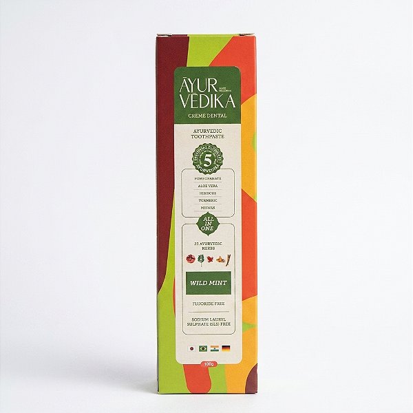 Creme Dental Ayurvedico Sem Fluor - Wild Mint 100g - Ayurvedika