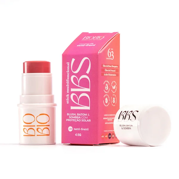 BBS 4X1 Biobio Blush, Batom E Sombra FPS 63 Tutti Frutti 4.5g - Biobio