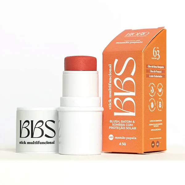 BBS 4X1 BioBio Blush, Batom e sombra FPS 63 Mamão Papaia 4.5g - Biobio