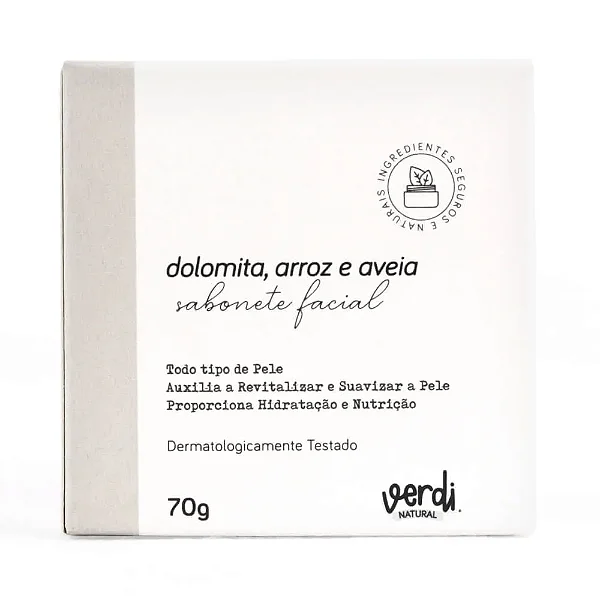 Sabonete facial Dolomita, Arroz e Aveia - Mami Care 70g - Verdi