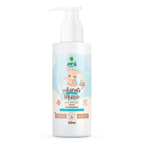 Sabonete Liquido Probiótico Neutro para Pele Sensivel Infantil 200ml - Verdi