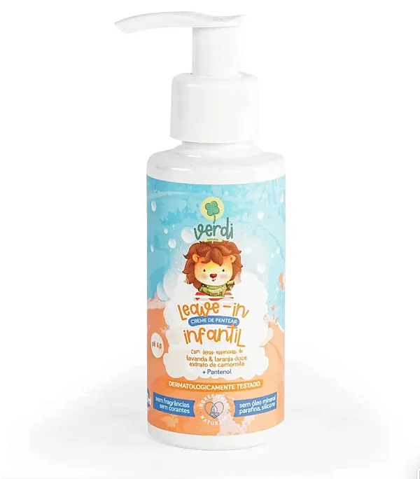 Leave In Creme de Pentear Infantil 100% Natural com Oleos essenciais  e Extrato de Camomila 120ml - Verdi