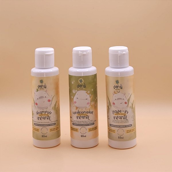 Kit viagem Shampoo, Condicionador e Leave in Infantil  60ml - Verdi
