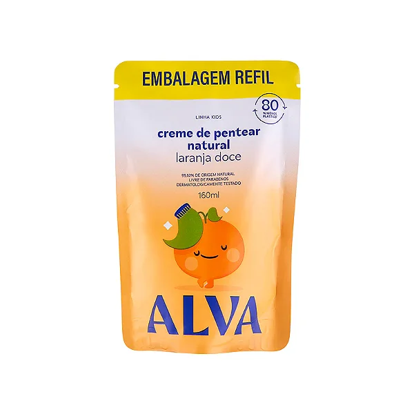 Refil Creme de Pentear Infantil Laranja Doce & Baunilha 160ml Alva