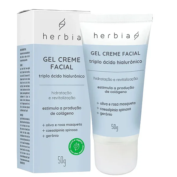 Gel Creme Facial Triplo Acido Hialuronico 50g - Herbia