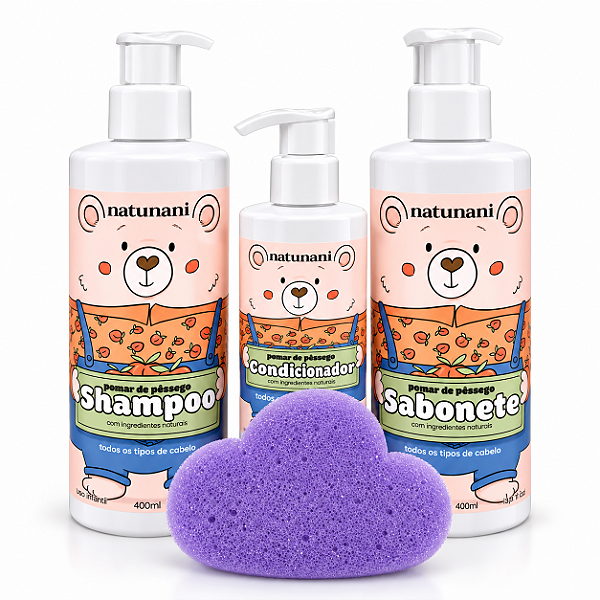 Kit Infantil Pomar de Pêssego Natunani + Esponja Nuvem de Brinde