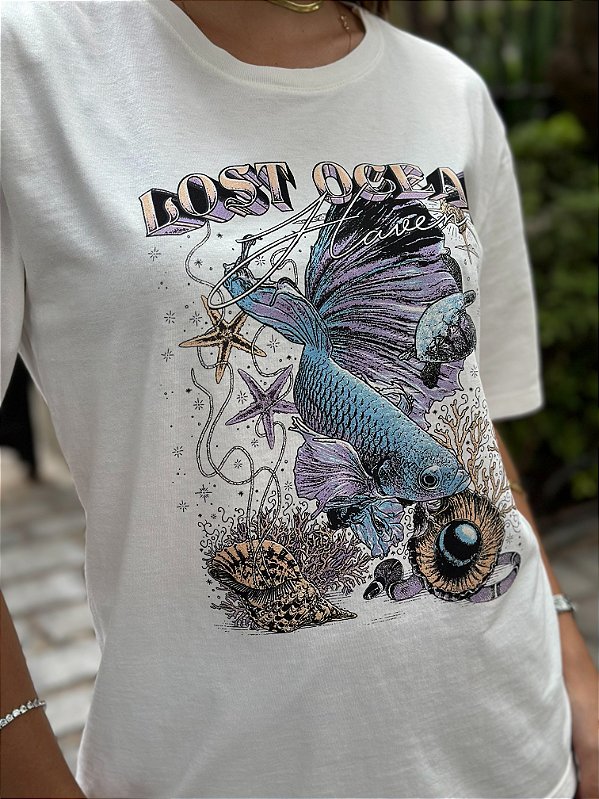 T-Shirt estampada Lost Ocean - off white